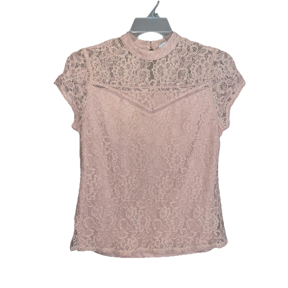 Fourteenth Place Women’s Layered Dusty Pink Lace Blouse Size L Victorian Look